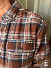 Load image into Gallery viewer, Cinnamon Sparkle Hand-Embellished Flannel (PRE-ORDER CLOSES 8/9/2026 @ 5PM CST)