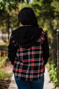 Black and Red Plaid Hooded Flannel Shirt Pack (1/1/1)