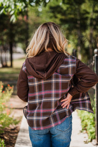 Brown and Red Plaid Hooded Flannel Shirt Pack (1/1/1)