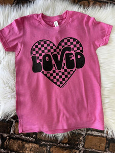 Youth Loved Checkered Heart Tee
