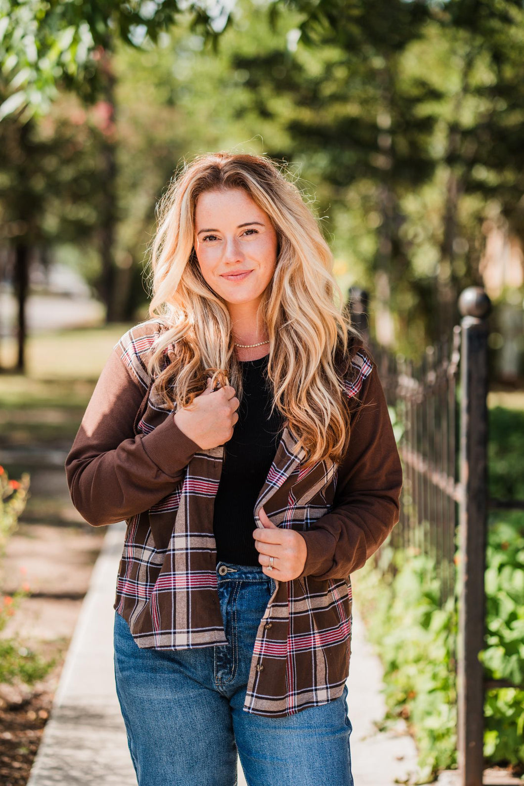 Brown and Red Plaid Hooded Flannel Shirt Pack (1/1/1)