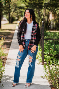 Black and Red Plaid Hooded Flannel Shirt Pack (1/1/1)
