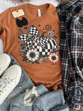 Load image into Gallery viewer, Black And White Checkered Pumpkin Tee
