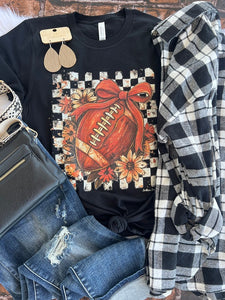 Football Floral Checkered Tee