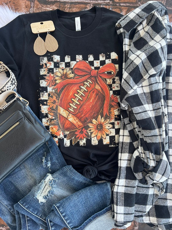 Football Floral Checkered Tee