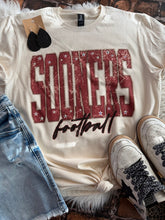 Load image into Gallery viewer, Embellished Sooners Football Tee With Gem Details
