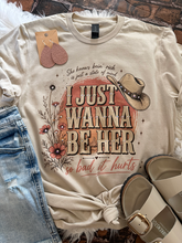 Load image into Gallery viewer, Embellished I Just Wanna Be Her Graphic Tee with Gem Details
