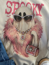 Load image into Gallery viewer, Embellished Spooky Glam Graphic Sweatshirt with Gem Details
