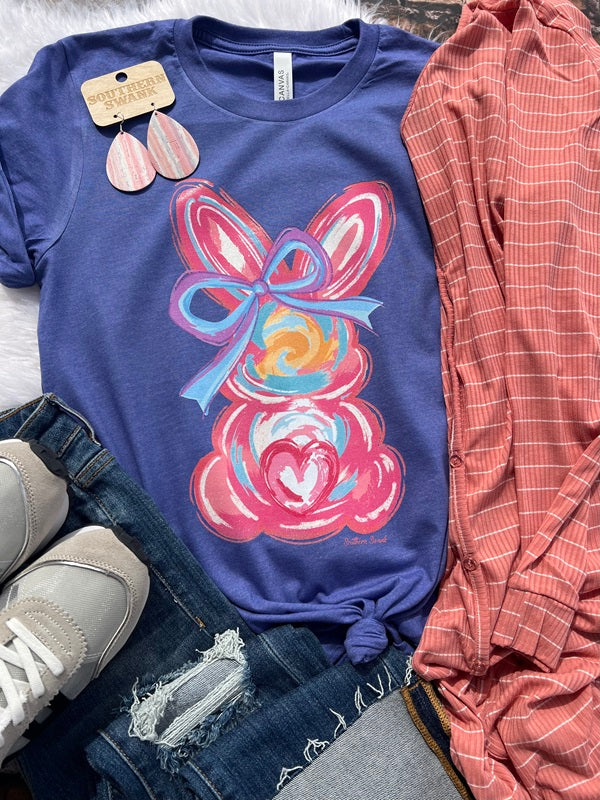 Bunny Brush Painted- Easter Tee