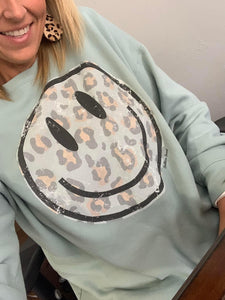 Leopard Smiley Sweatshirt - Southern Swank Wholesale