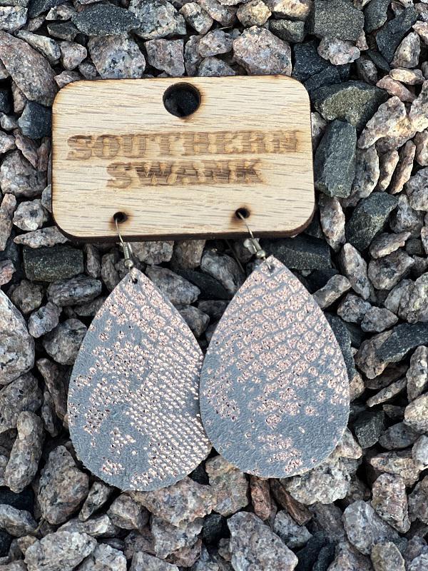 Rose Foil Snakeskin Earrings - Southern Swank Wholesale