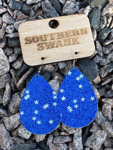 Blue GIitter Star Earrings - Southern Swank Wholesale
