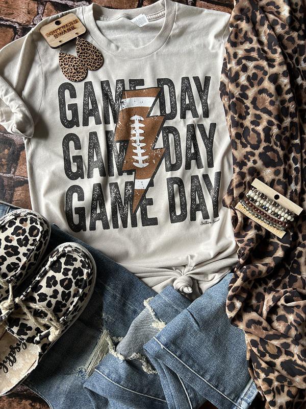 Game Day Football Bolt Tee - Southern Swank Wholesale