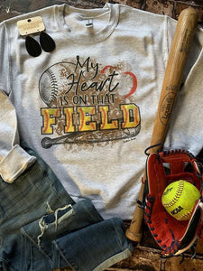 My Heart Is On That Field Sweatshirt- Softball - Southern Swank Wholesale