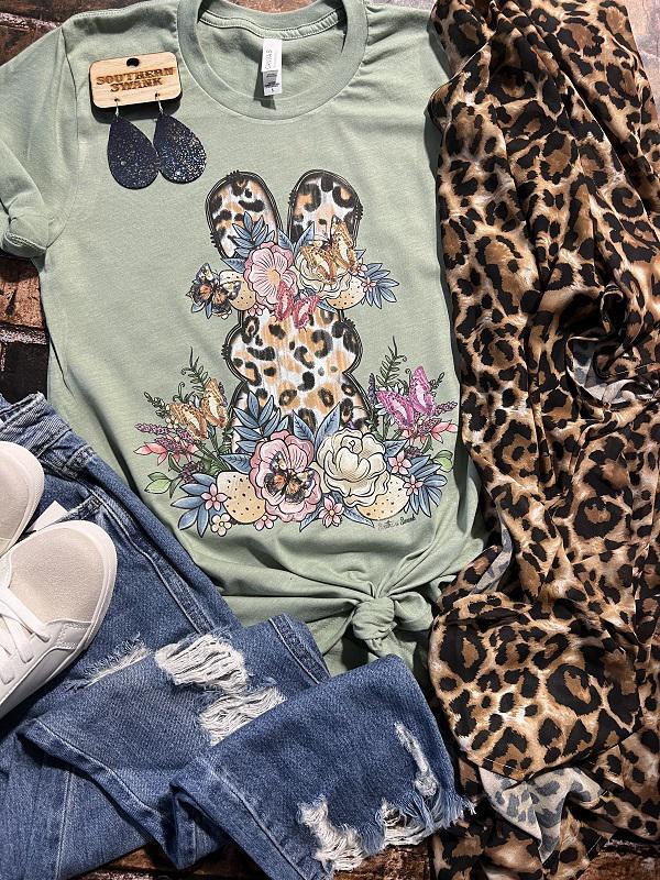 Leopard Floral Bunny Tee