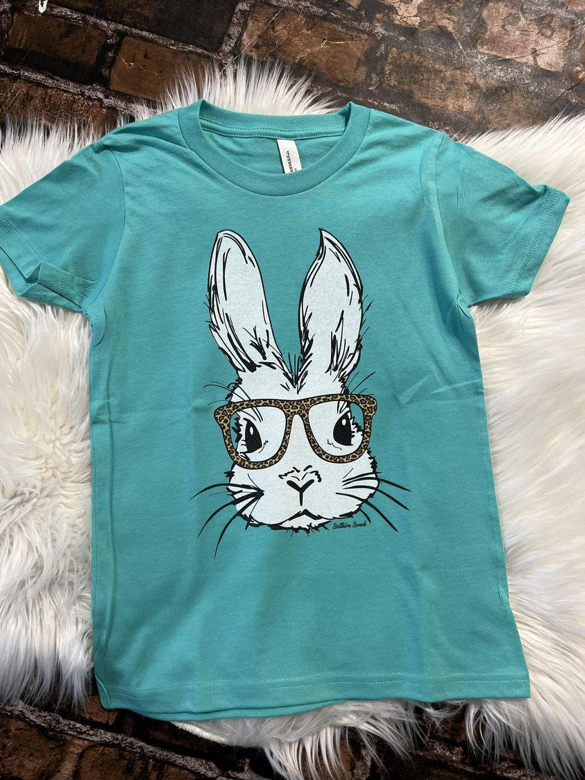 Youth Bunny With Leopard Glasses Tee