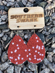 Red GIitter Star Earrings - Southern Swank Wholesale