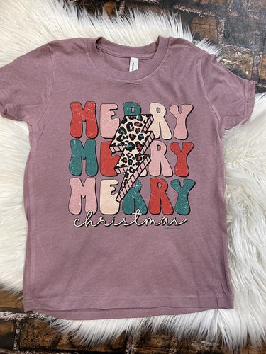 Merry Merry Merry Christmas Bolt Tee - Southern Swank Wholesale