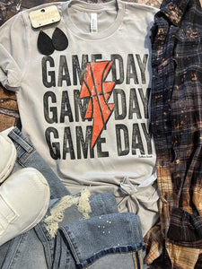 Game Day Basketball Bolt Tee - Southern Swank Wholesale