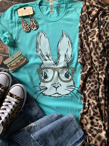 White Bunny With Leopard Glasses - Southern Swank Wholesale