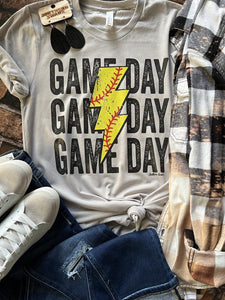 Game Day Softball Bolt Tee - Southern Swank Wholesale
