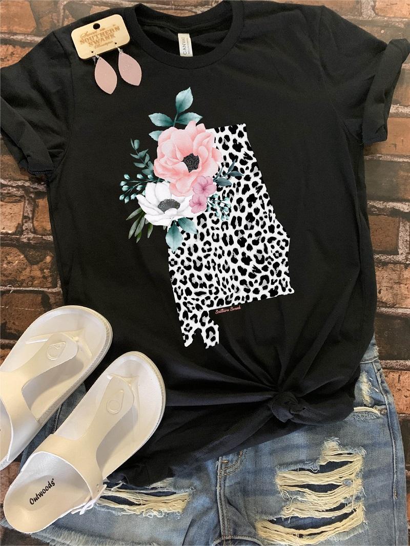 Alabama State Floral Tee - Southern Swank Wholesale