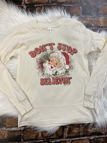 Youth Don't Stop Believin' Long Sleeve Tee - Southern Swank Wholesale