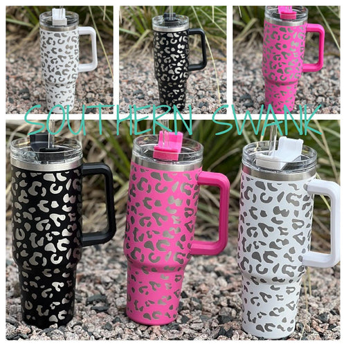 40 Ounce Leopard Cups - Southern Swank Wholesale