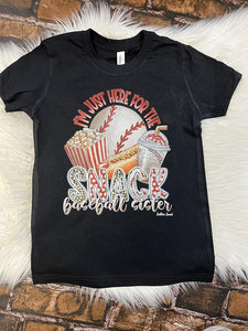Youth I'm Just Here For The Snack Baseball Sister/Brother Tee